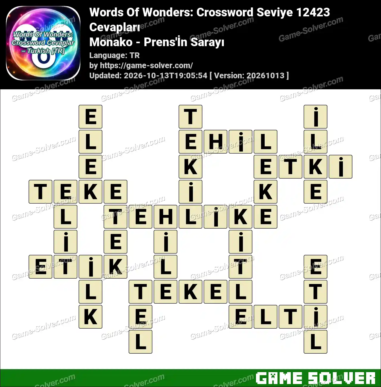 Words Of Wonders: Crossword Seviye 12423 Cevapları – Monako – Prens’İn Sarayı